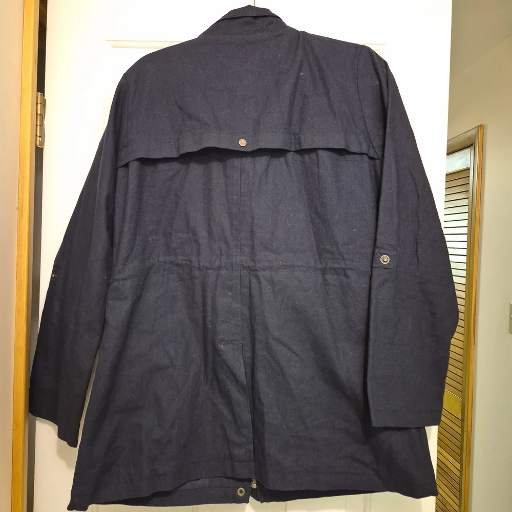 Marleylilly Navy Blue Monogrammed Field Jacket Womens Large Cotton Utility Coat‎ - Picture 2 of 5